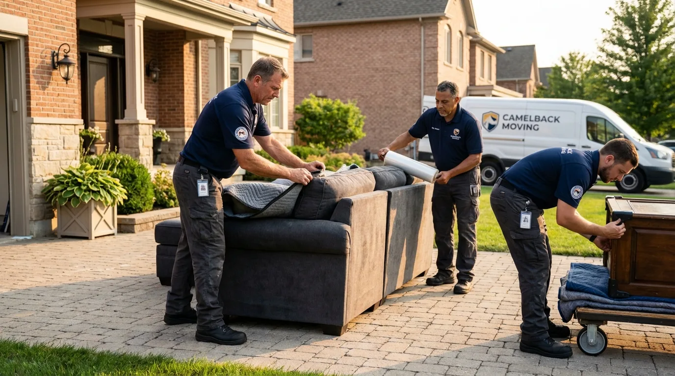 Large estate moving crew wrapping furniture in Florence, TX